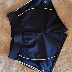 Ladies Avia Running Athletic Shorts Navy w White